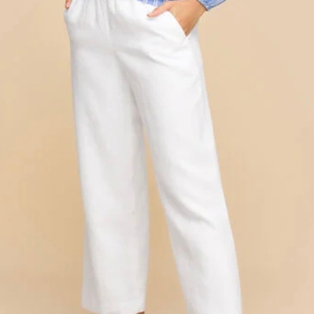 Talbots White Linen Cropped Pants